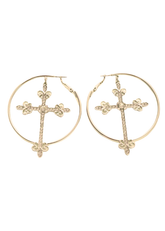 Crystal Cross Hoop Earrings