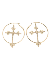 Crystal Cross Hoop Earrings