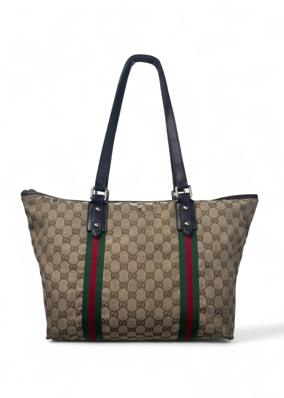 Gucci GG Monogram Canvas Web Stripe Tote Bag – Vintage Classic - Vintage Versatile