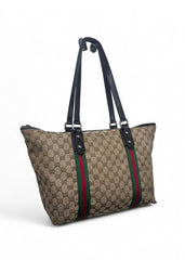Gucci GG Monogram Canvas Web Stripe Tote Bag – Vintage Classic - Vintage Versatile