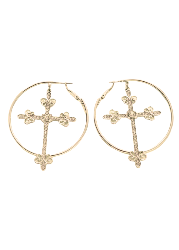 Crystal Cross Hoop Earrings