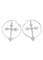 Crystal Cross Hoop Earrings